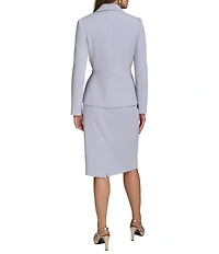 Donna Karan Cady Crepe Notch Lapel Long Sleeve Side Button Peplum Blazer