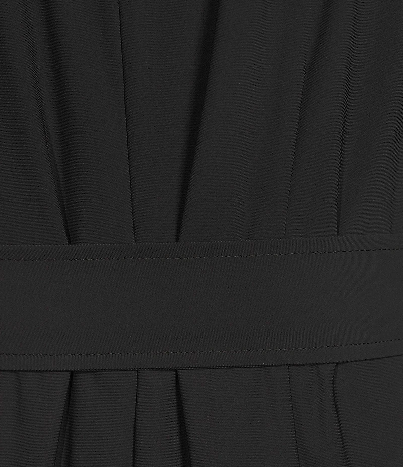 Donna Karan Cap Sleeve A-Line Self-Tie Midi Dress