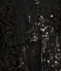 Donna Karan Cascade Sequin Crew Neck Sleeveless High Low Midi Dress