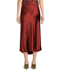 Donna Karan Charmeuse Flat Front Elastic Waist Midi Length Skirt