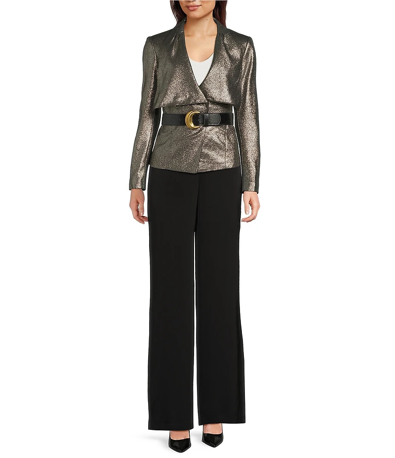 Donna Karan Charmeuse High Waist Wide Leg Pants