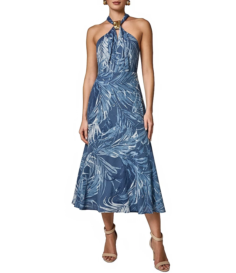 Donna Karan Chiffon Halter Neck Midi Dress