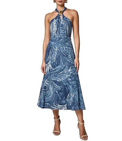 Donna Karan Chiffon Halter Neck Midi Dress