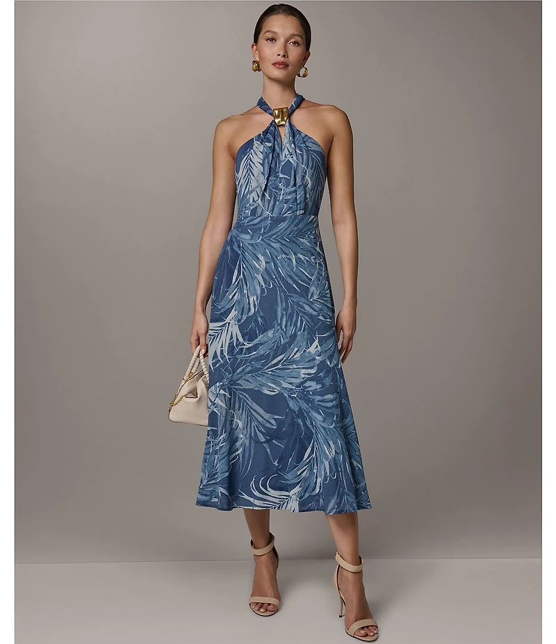 Donna Karan Chiffon Halter Neck Midi Dress