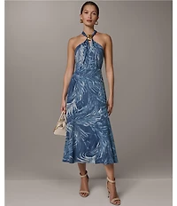 Donna Karan Chiffon Halter Neck Midi Dress