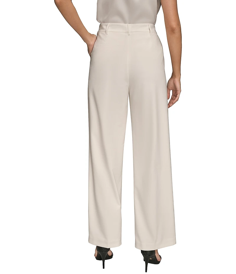 Donna Karan City Bi-Stretch High Rise Pleated Wide Leg Pants