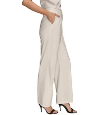 Donna Karan City Bi-Stretch High Rise Pleated Wide Leg Pants