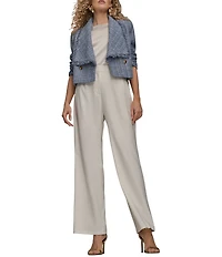 Donna Karan City Bi-Stretch High Rise Pleated Wide Leg Pants