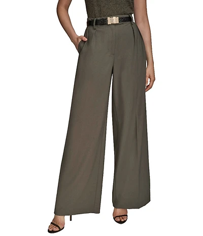Donna Karan City Bi-Stretch Pleated Wide Leg Pants