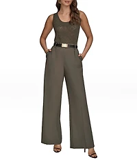 Donna Karan City Bi-Stretch Pleated Wide Leg Pants