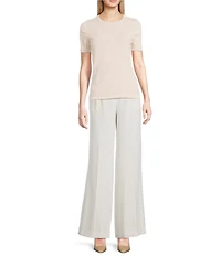 Donna Karan Clear Sequin Embellished Short Sleeve Top