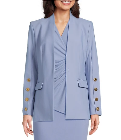 Donna Karan Collarless Button Hardware 1-Button Jacket