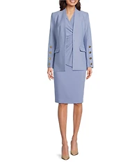 Donna Karan Collarless Button Hardware 1-Button Jacket