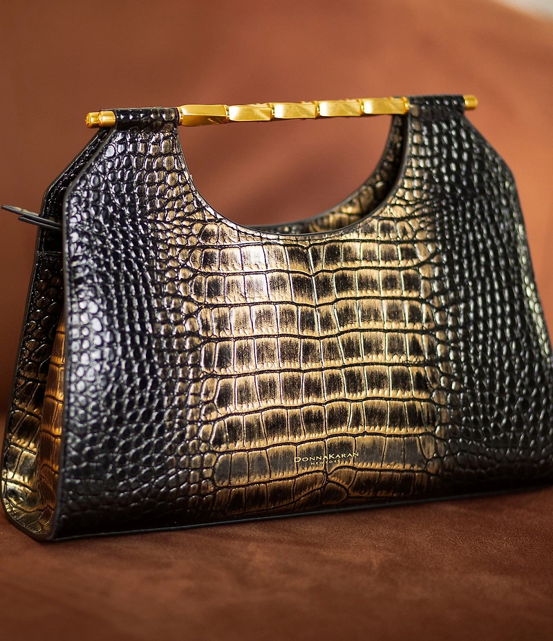 Donna Karan Commack Metallic Crocodile Satchel Bag