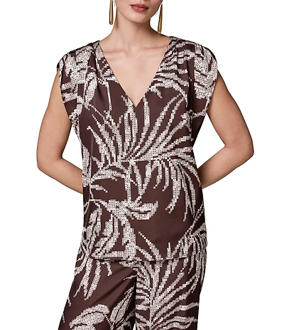 Donna Karan Coordinating Cotton Sateen V-Neck Ruched Extended Shoulder Top