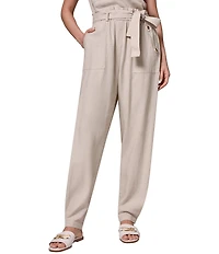 Donna Karan Coordinating Linen Blend High-Rise Utility Straight-Leg Paperbag Ankle Pants