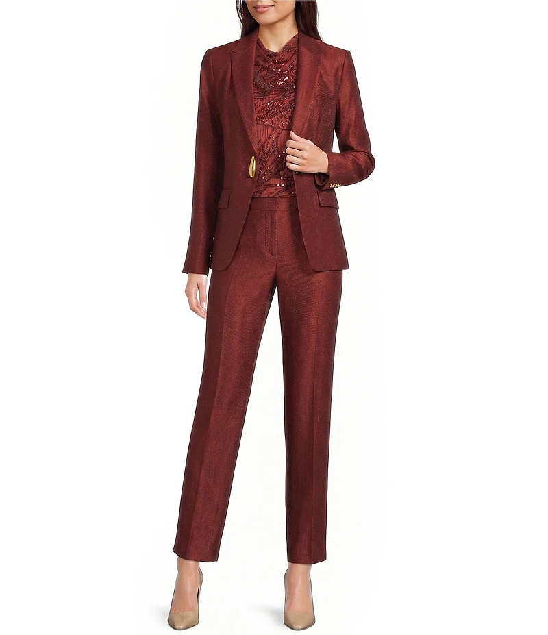 Donna Karan Coordinating Liquid Shine Notch Lapel One Button Jacket