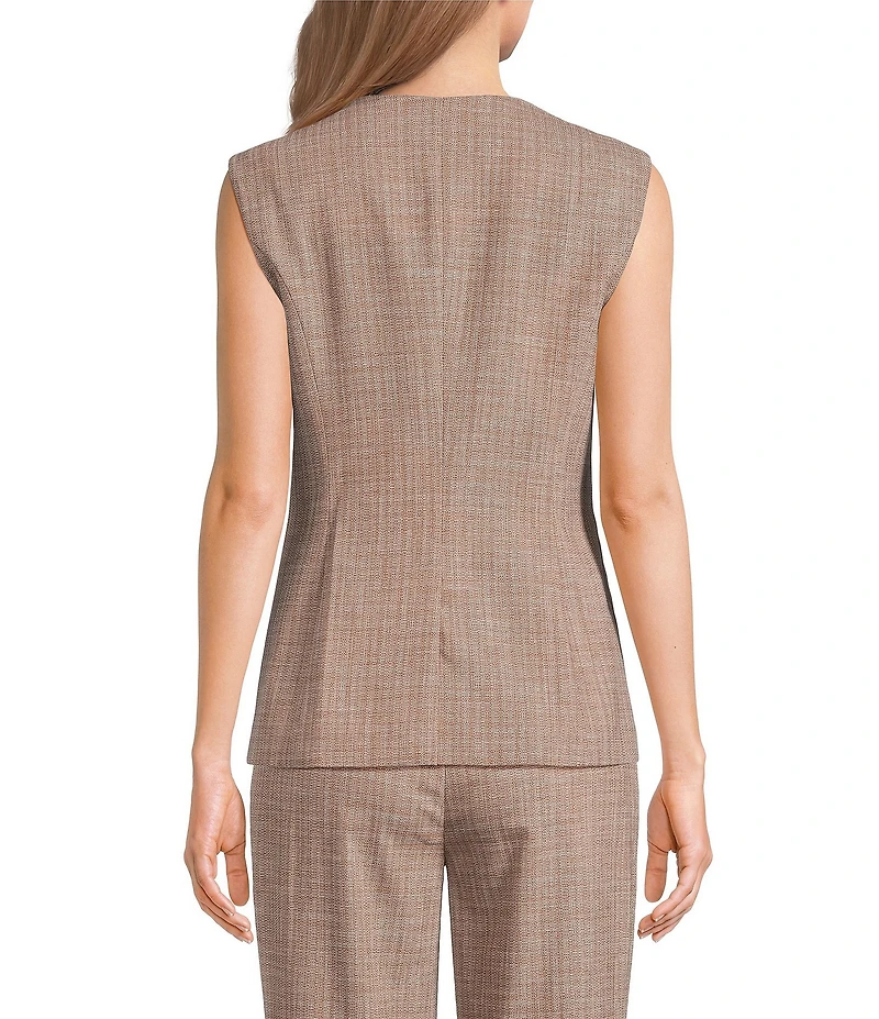 Donna Karan Coordinating Melange Basket Weave Crew Neck Vest