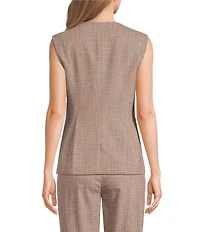 Donna Karan Coordinating Melange Basket Weave Crew Neck Vest
