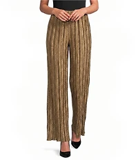Donna Karan Coordinating Metallic Pleated Extra High Rise Wide Leg Pants