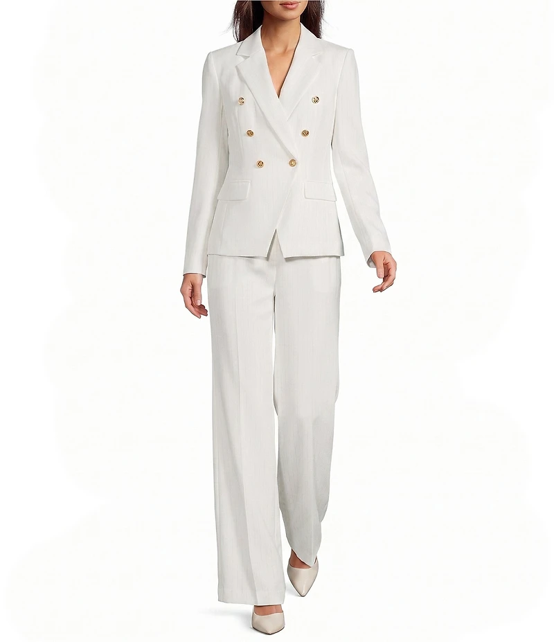 Donna Karan Coordinating Pinstripe Double Breasted Notch Lapel Blazer
