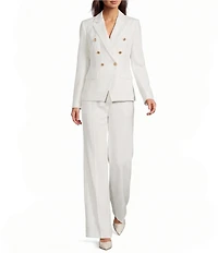 Donna Karan Coordinating Pinstripe Double Breasted Notch Lapel Blazer
