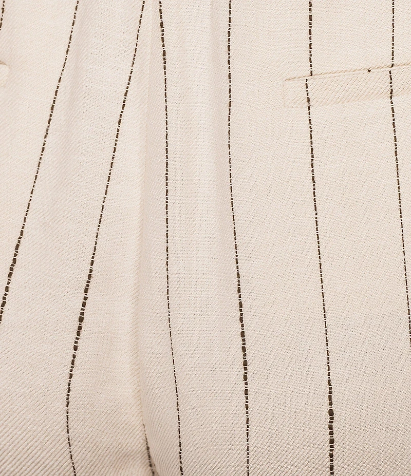 Donna Karan Coordinating Pinstripe Linen Blend High Waisted Wide Leg Pants