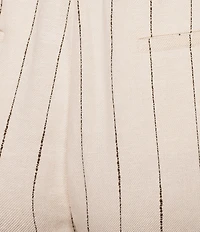 Donna Karan Coordinating Pinstripe Linen Blend High Waisted Wide Leg Pants