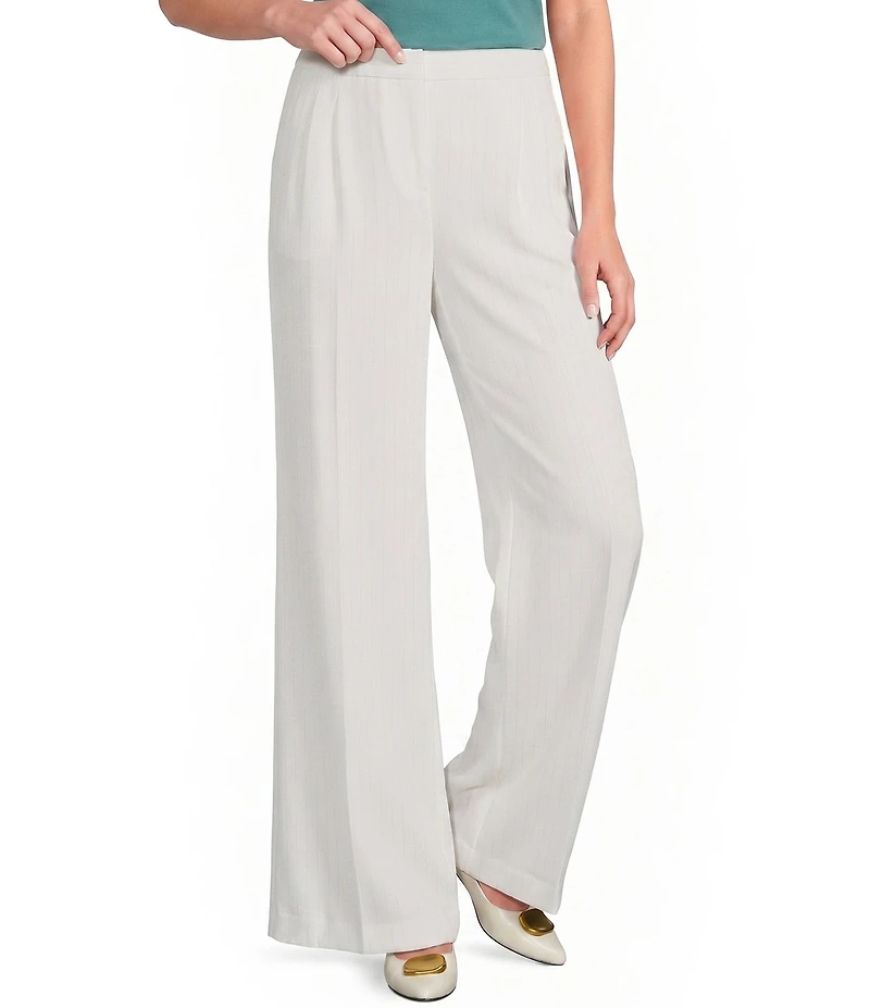Donna Karan Coordinating Pinstripe Mid-Rise Wide Leg Pants