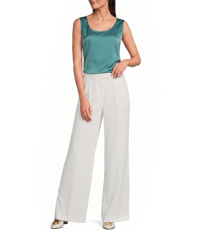 Donna Karan Coordinating Pinstripe Mid-Rise Wide Leg Pants