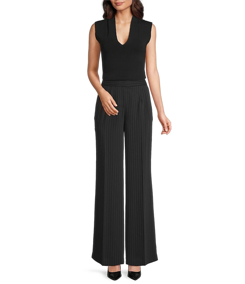 Donna Karan Coordinating Pinstripe Wide Leg Pants