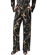 Donna Karan Coordinating Printed Satin Drawstring Wide Leg Pants