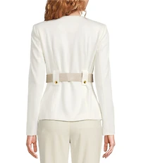 Donna Karan Coordinating Round Neck Long Sleeve Belted Jacket