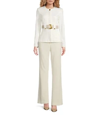 Donna Karan Coordinating Round Neck Long Sleeve Belted Jacket
