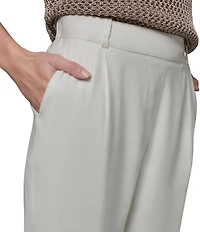 Donna Karan Coordinating Suiting Linen Pleated Straight Leg Ankle Pants