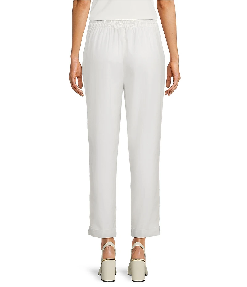 Donna Karan Coordinating Twill Drawstring Cuffed Straight Leg Pants