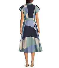 Donna Karan Cotten Sateen Short Sleeve Collar Neckline Belted Midi Shirt Dress