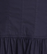 Donna Karan Cotton Blend Sateen V-Neck Cap Sleeve A-Line Midi Dress