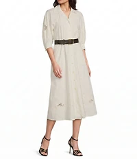 Donna Karan Cotton Poplin Belted Midi Shirt Dress