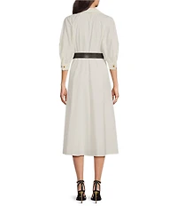 Donna Karan Cotton Poplin Belted Midi Shirt Dress