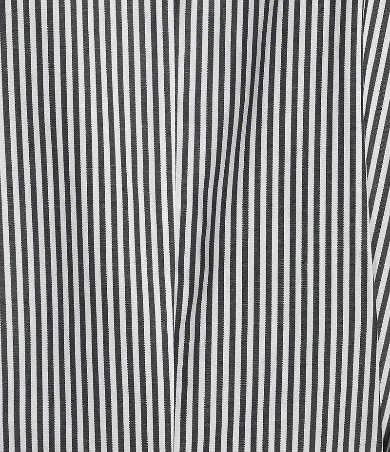 Donna Karan Cotton Poplin Stripe Point Collar Short Sleeve Button Front A-Line Midi Shirt Dress