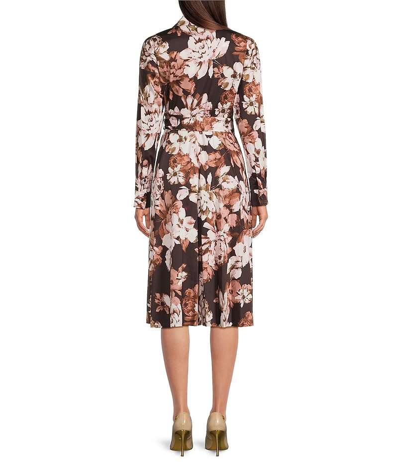 Donna Karan Cotton Sateen Long Sleeve Faux Wrap Dress