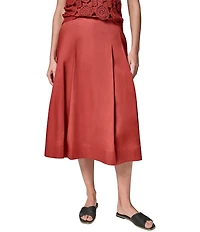 Donna Karan Cotton Satin Pleated Skirt