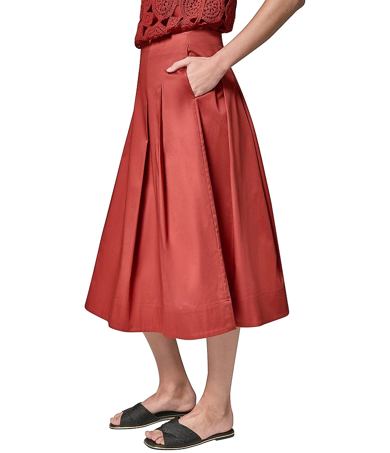 Donna Karan Cotton Satin Pleated Skirt
