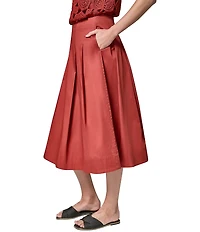 Donna Karan Cotton Satin Pleated Skirt