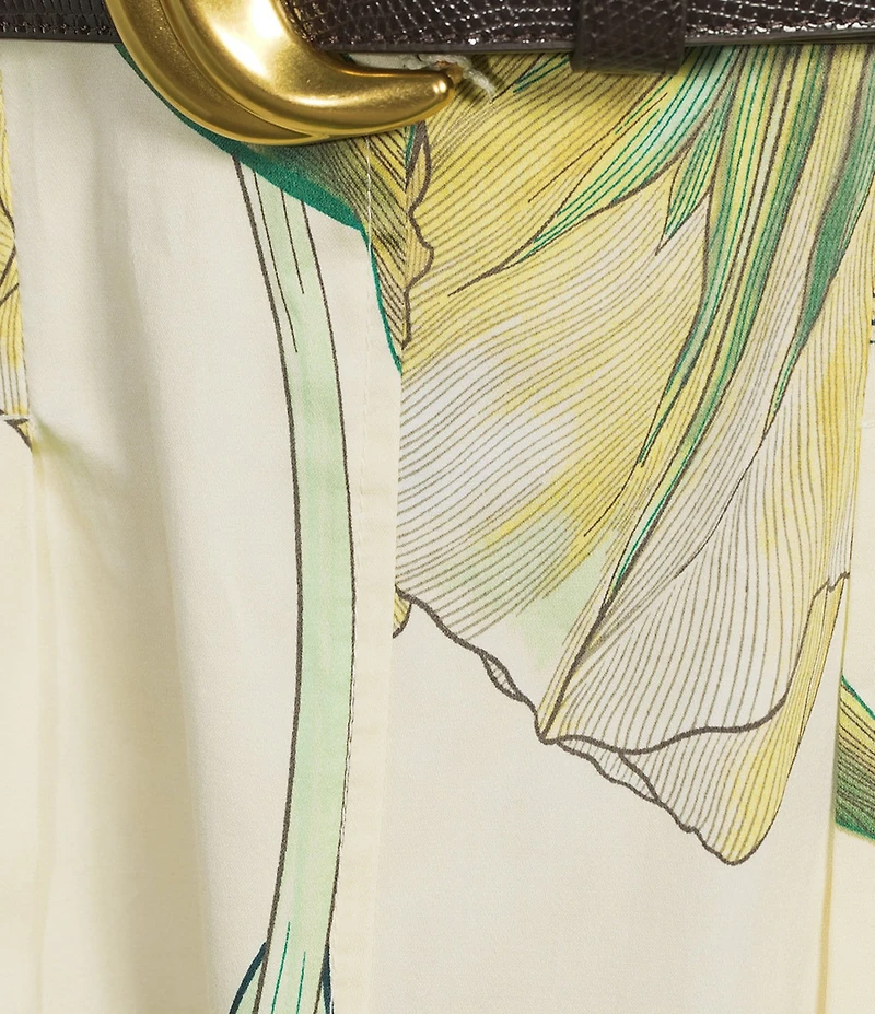 Donna Karan Cotton Square Neck Sleeveless Floral Print Midi Dress