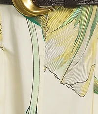 Donna Karan Cotton Square Neck Sleeveless Floral Print Midi Dress