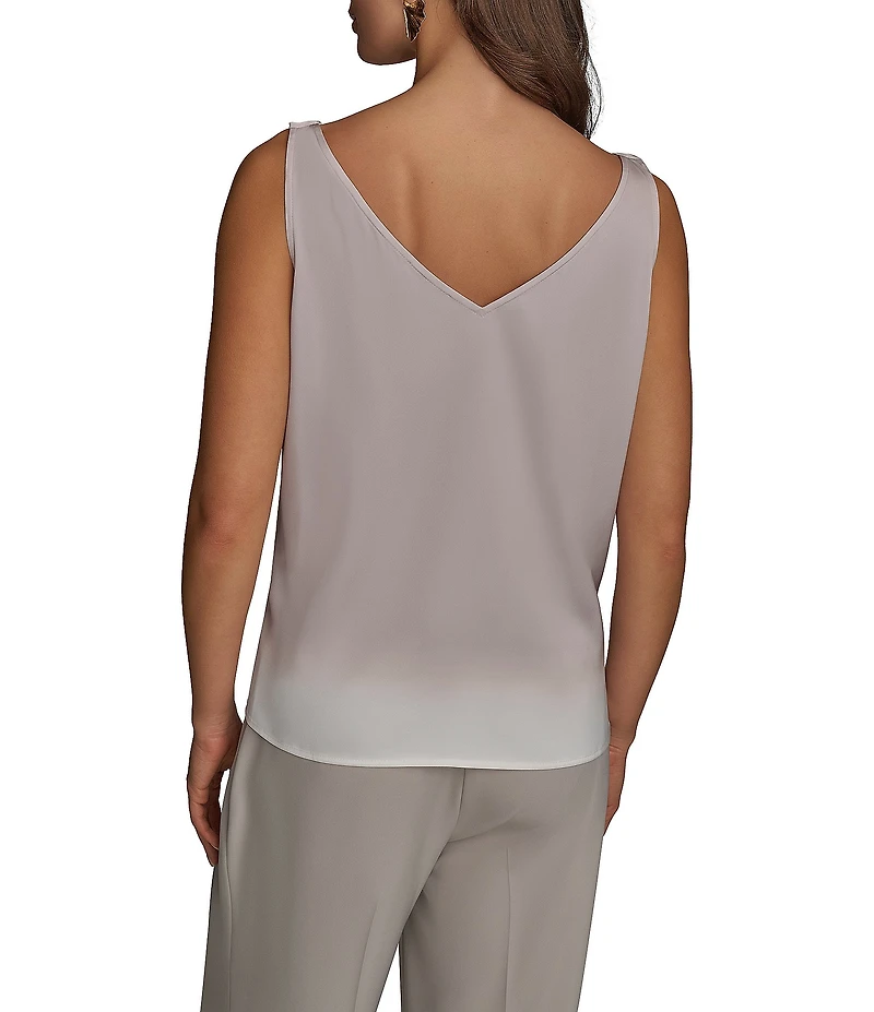 Donna Karan Cowl Neck Sleeveless Charmeuse Top