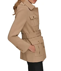 Donna Karan Crepe Belted Military Blazer Modern Coat