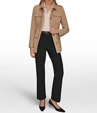 Donna Karan Crepe Belted Military Blazer Modern Coat